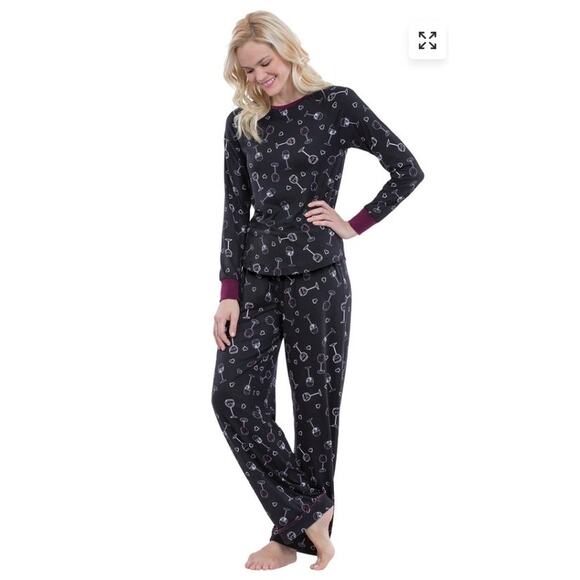 Pajamagram Sz M Wine Down Pajamas Top / Pants Sleep Set Soft Stretch Jersey Knit - Picture 1 of 16